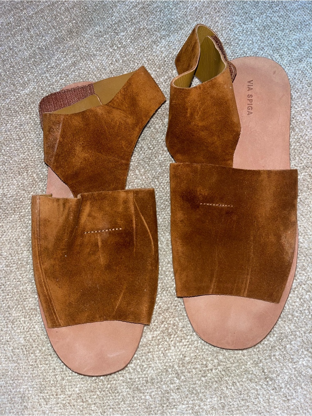 Via Spiga Women's Suede Slide Sandals in Chestnut Brown